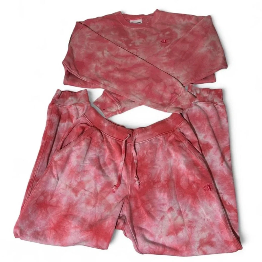 Champion Pink Tie-Dye Sweatshirt and Joggers Set - Picture 1 of 9